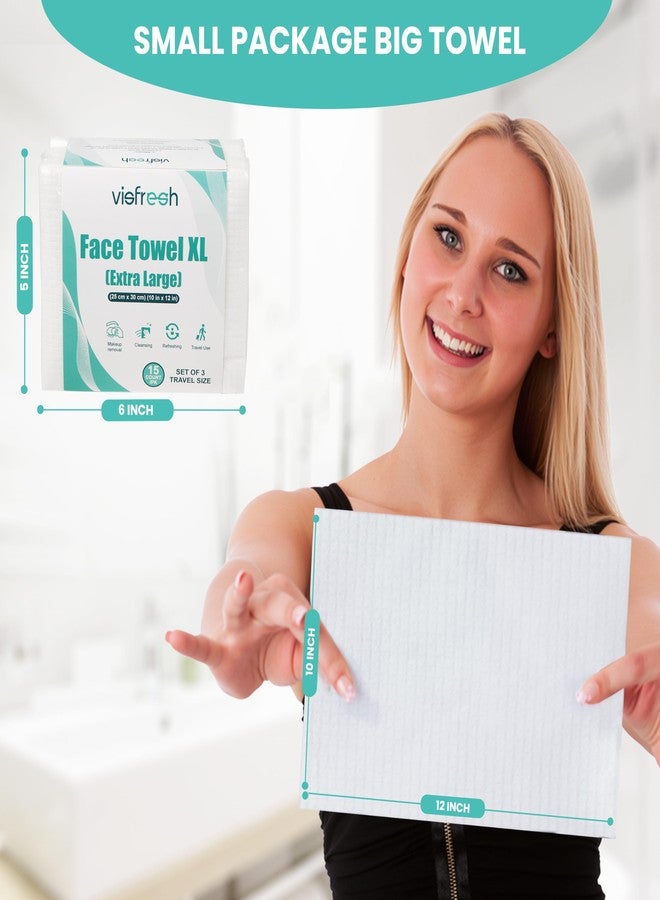 Visfresh Disposable Face Towel Travel Pack – XL 10"×12" Face Towelettes Disposable, Ultra-Soft & Thick Travel Face Wipes for Sensitive Skin, Makeup Remover Dry Wipes, 15 Towels per Pack – Visfresh (3 Packs) - Image 3